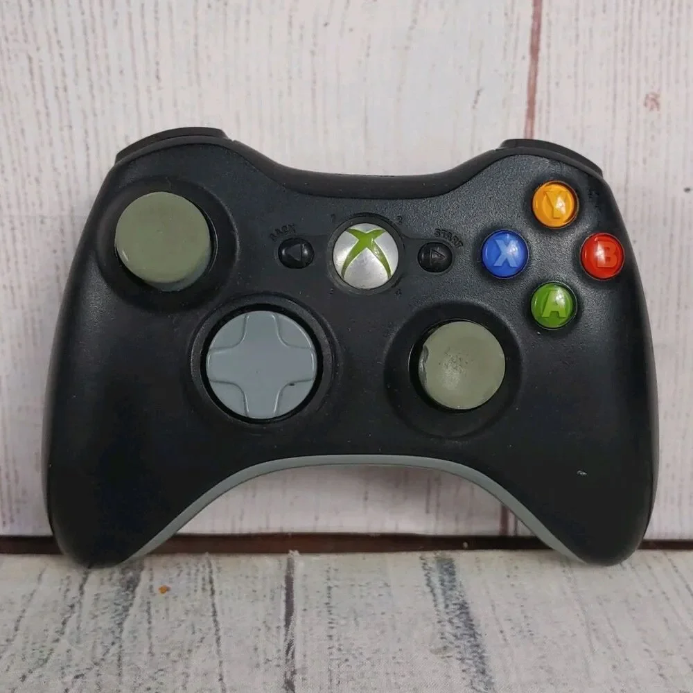 Microsoft Xbox 360 Wireless Controller - BLACK No Battery Cover - TESTED WORKING